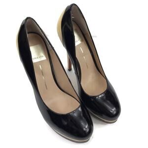 Dolce Vita Patent Leather Beige Black High Heels Shoes Womens Sz 6.5M